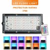 RGB LED Flood Light- Remote Controlled IP66 Waterproof Landscape & Outdoor Lighting (50W, AC220V) - Black Color